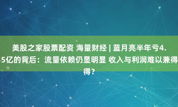 美股之家股票配资 海量财经 | 蓝月亮半年亏4.35亿的背后：流量依赖仍显明显 收入与利润难以兼得？